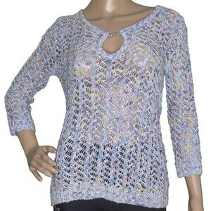 St John Sport open knit multi color sweater small